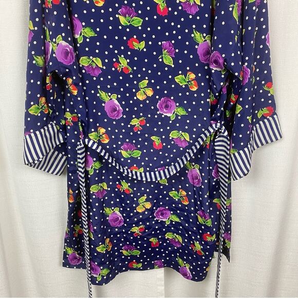 Victoria’s Secret Vintage Gold Label Blue Floral Robe Sz.OS - Picture 11 of 13